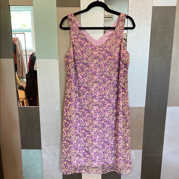 Vintage Dresses & Skirts - Vintage 90s Floral Purple Sleeveless Dress, Fairycore Milkmaid Cottagecore Vibes